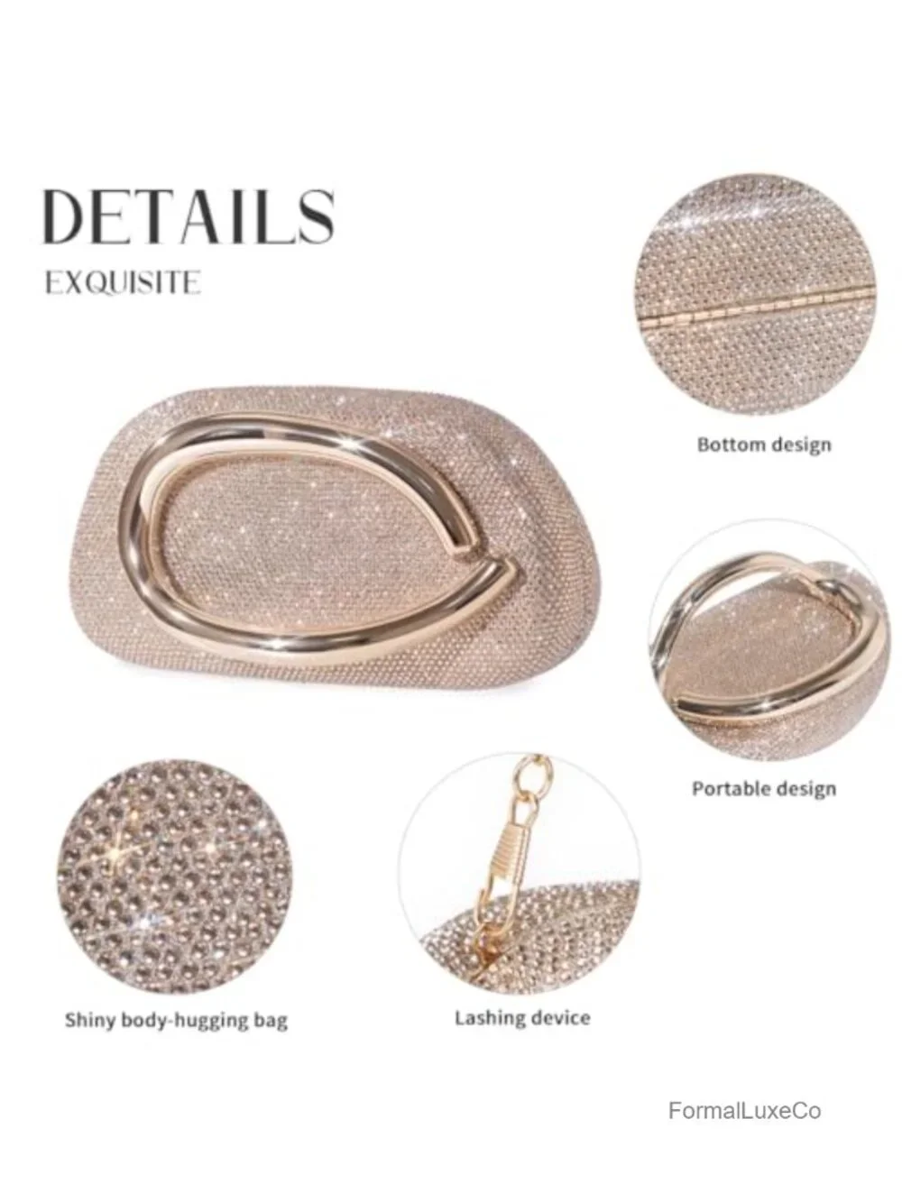 Rhinestone Evening Clutch Purse Velvet Metal Frame Shoulder Crossbody Wedding